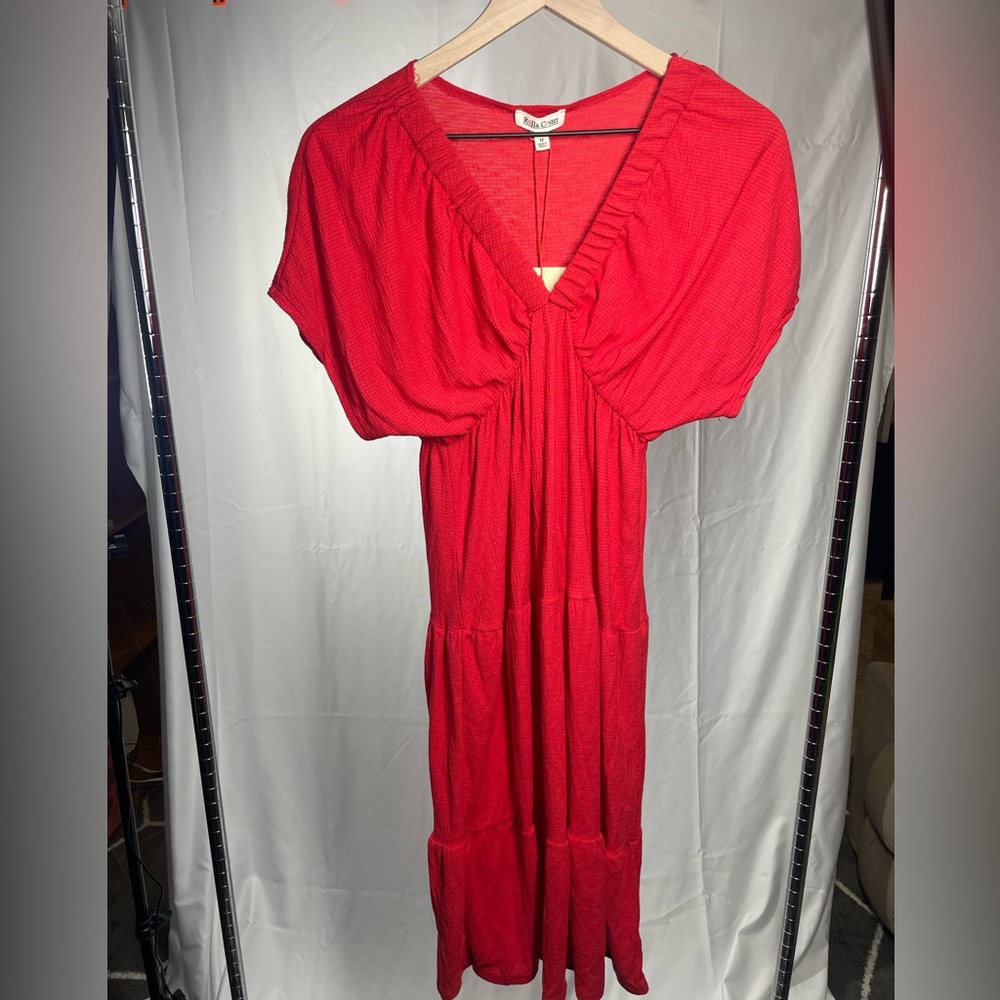 Red midi summer dress